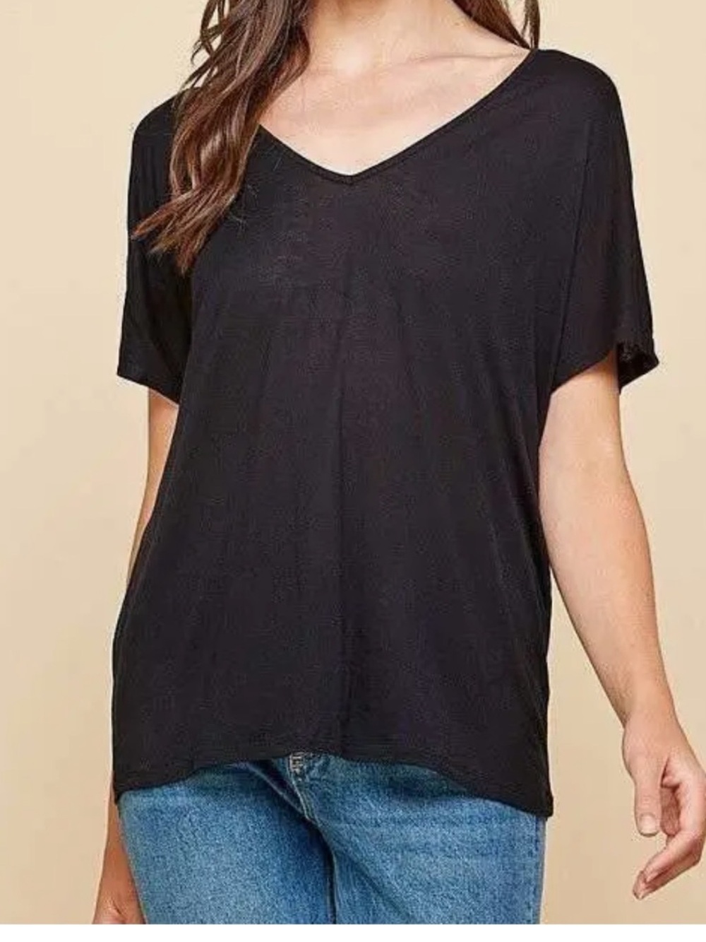 Oversized V Neck Tee NWT Black 🖤